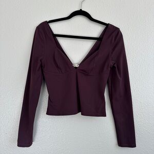Free People Plum Purple Corset Cropped Top Long Sleeve Medium